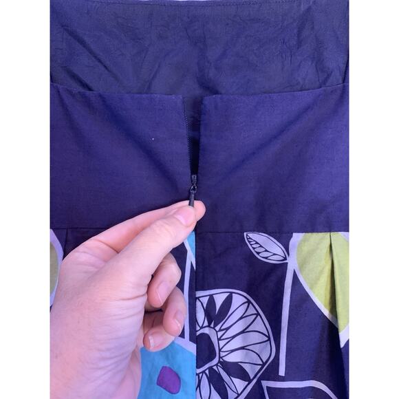 OC By OC Navy Flowered Sundress, Modern Print, Women’s Size 12, Summer Frock - Picture 8 of 13